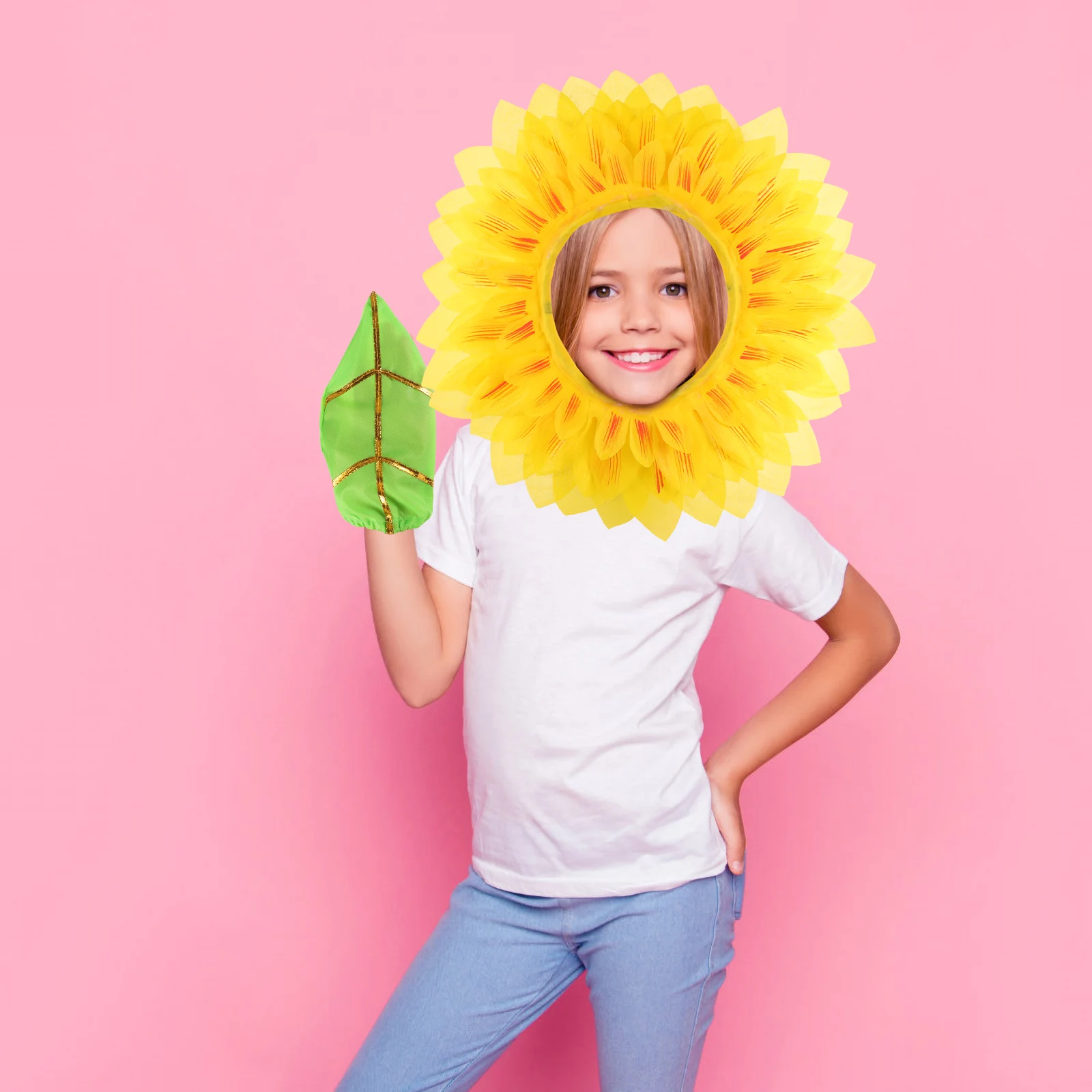 

1 set Sunflower Headgear Kids Girls Floral Costume Carnival Party Halloween Cosplay Props Sunflower Hat