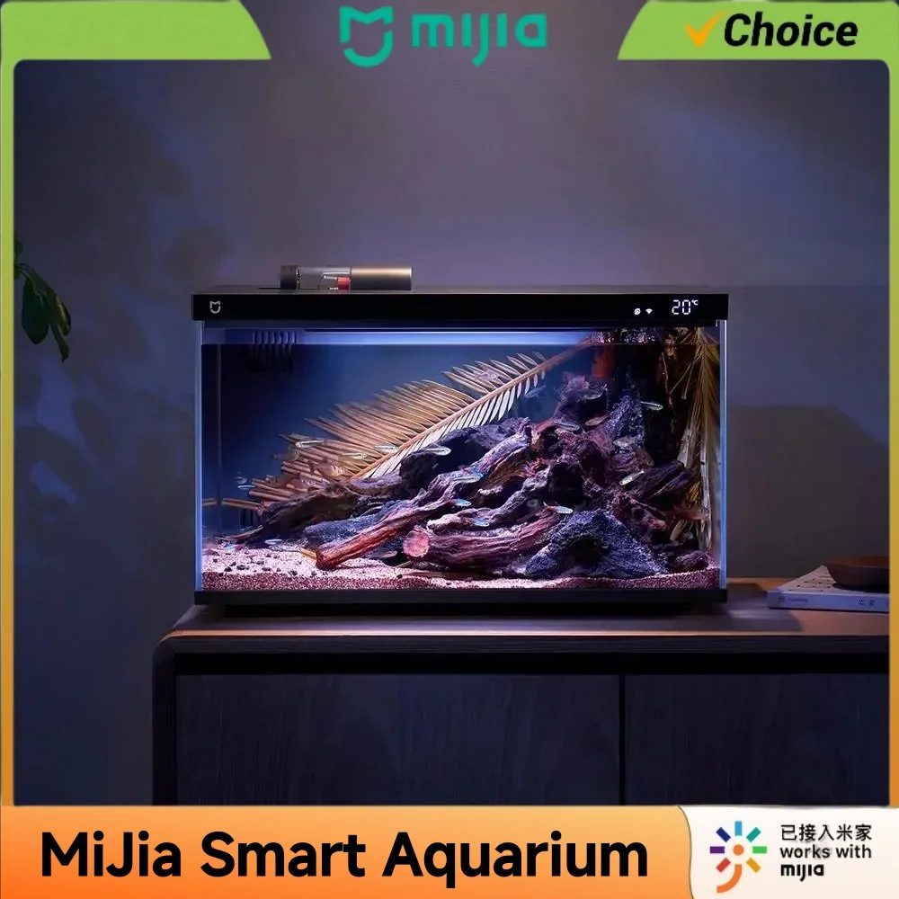 Original Mijia MYG100 Smart Aquarium 6Month SelfClean Fish Tank OneClick Drainage App Control Feed Ultra Clear Glass Slim Pump