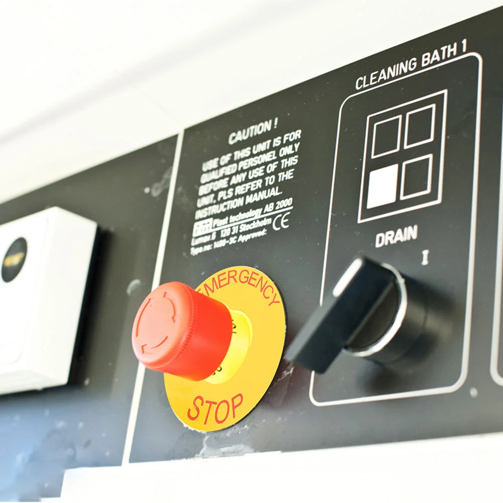 2 Pcs Decals Fan Applied Label Emergency Stop Sticker Stickers Pvc Machinery Sign