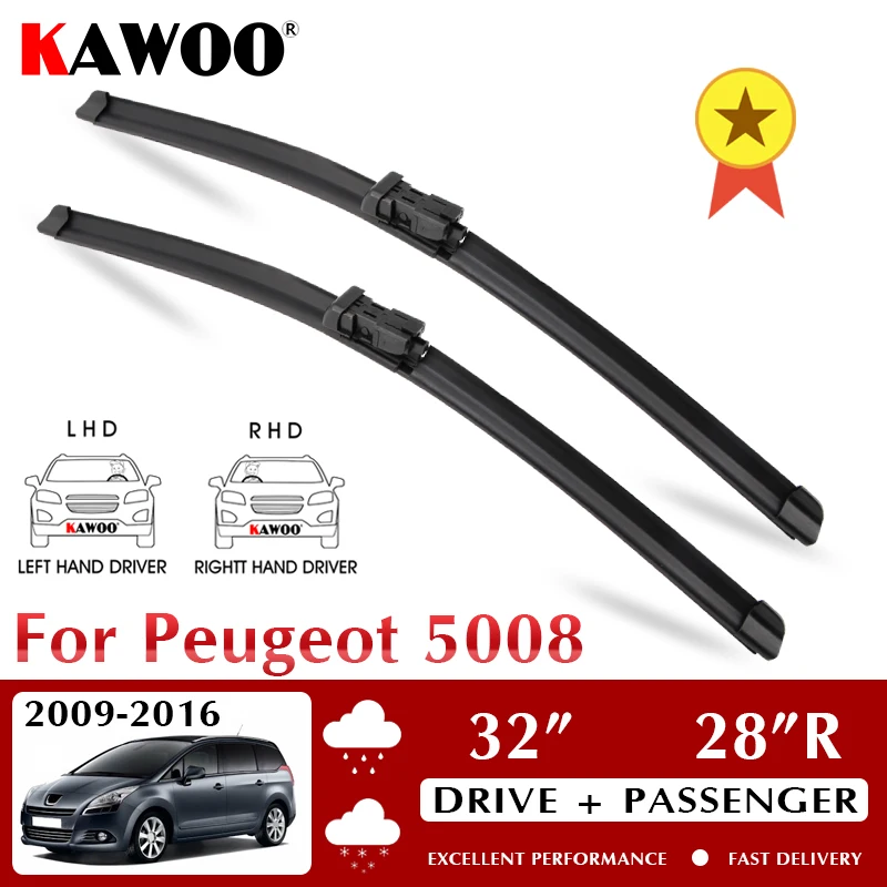 

KAWOO Wiper Car Wiper Blades For Peugeot 5008 2009-2016 Windshield Windscreen Front Window Accessories 32"+28"R LHD RHD