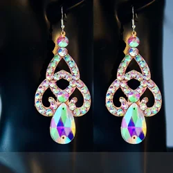 Belly Dancing Performance Earrings All Handmade Luxury Rhinestones Earring Moderndance Oriental Dance Competition Accessories
