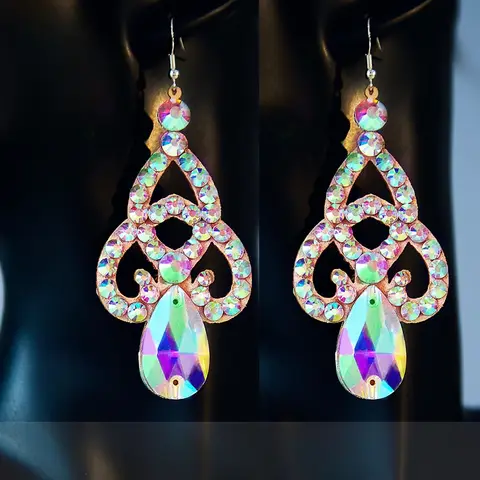 Belly Dancing Performance Earrings All Handmade Luxury Rhinestones Earring Moderndance Oriental Dance Competition Accessories