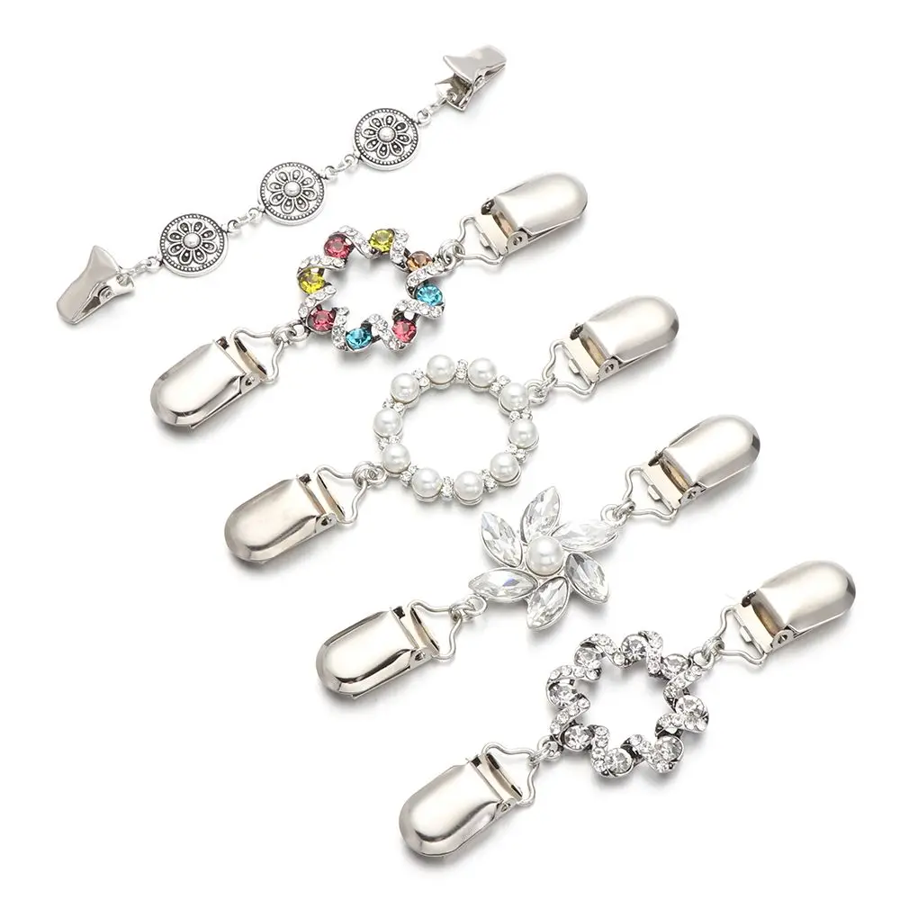 여성용 스웨터 스카프 걸쇠 라인석 반짝이 블라우스 칼라 핀, 여성 숄 클립, 가디건, 오리 클립 브로치, 여성용 선물