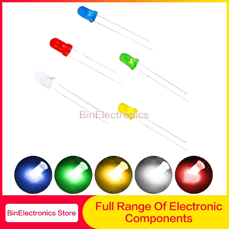 Lampe à bulles LED F3 F5, diamètre 3mm 5mm, 1000 pièces, rouge, vert, jaune, bleu, blanc, directement dans l\'ensemble