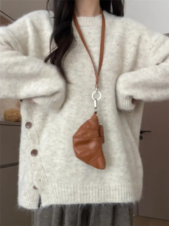 

Korean Retro High-End round Ne Knitted Sweater Women's Autumn Winter New Simple Commute Faion Personali Outerwear Top