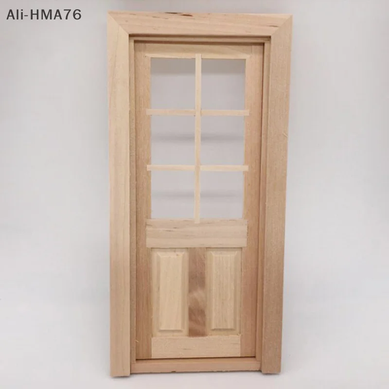 HMA76-1/12 Dollhouse Miniature Wood Door Unpainted DIY Accessories Model Toys