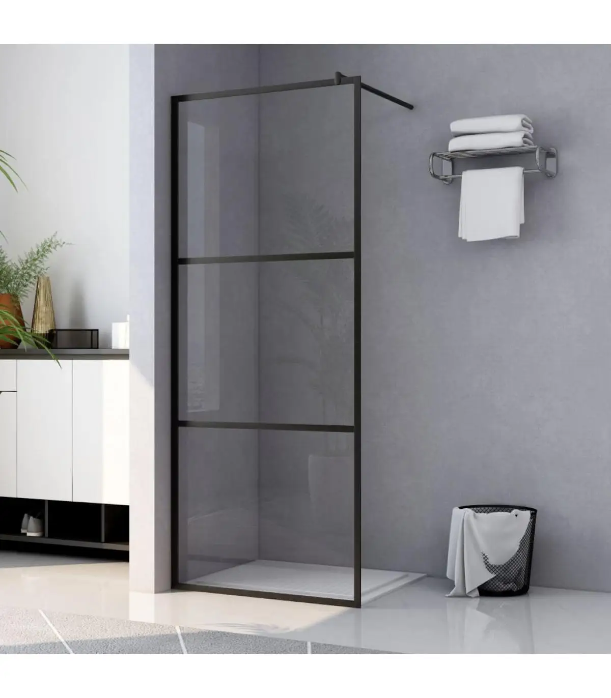 Shower walls and screens shower enclosure accessible glass ESG transparent black 115x195cm