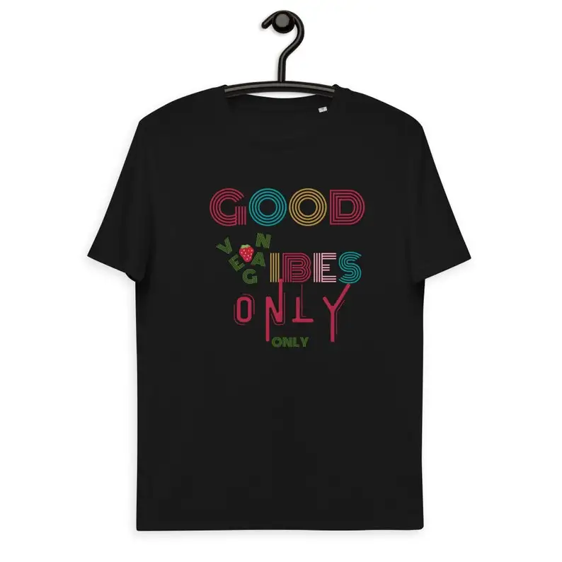 Good Vegan Vibes Only Unisex organic cotton t-shirt  Animal liberation Vegan tee Vegetarian shirt Plant Based shirt Retro Tshirt