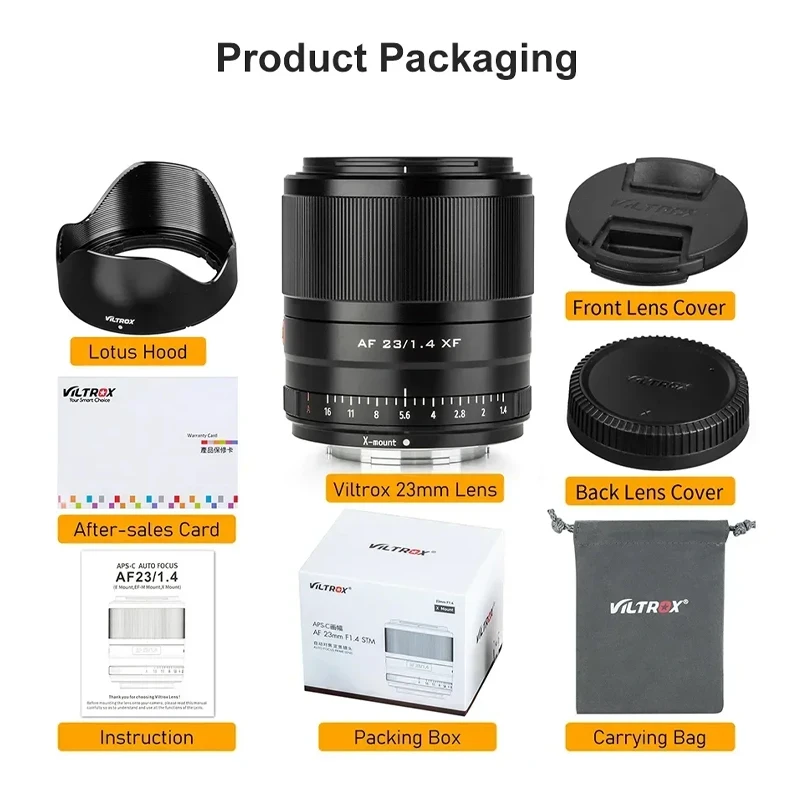 

Объектив Viltrox AF 23mm F1.4 с автофокусом, большой диафрагмой, для портретной съемки, широкоугольный, для Sony E, Canon EF-M, Nikon Z, Fuji X.