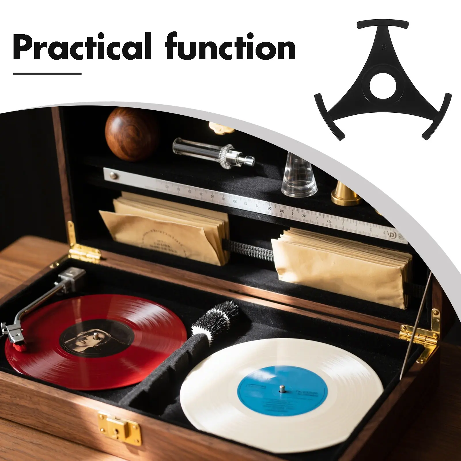 2Pcs Plastic Record Players Accessories Turntables Accessories Vinyl Adapter Triangle Center Hole Reducer Spindle