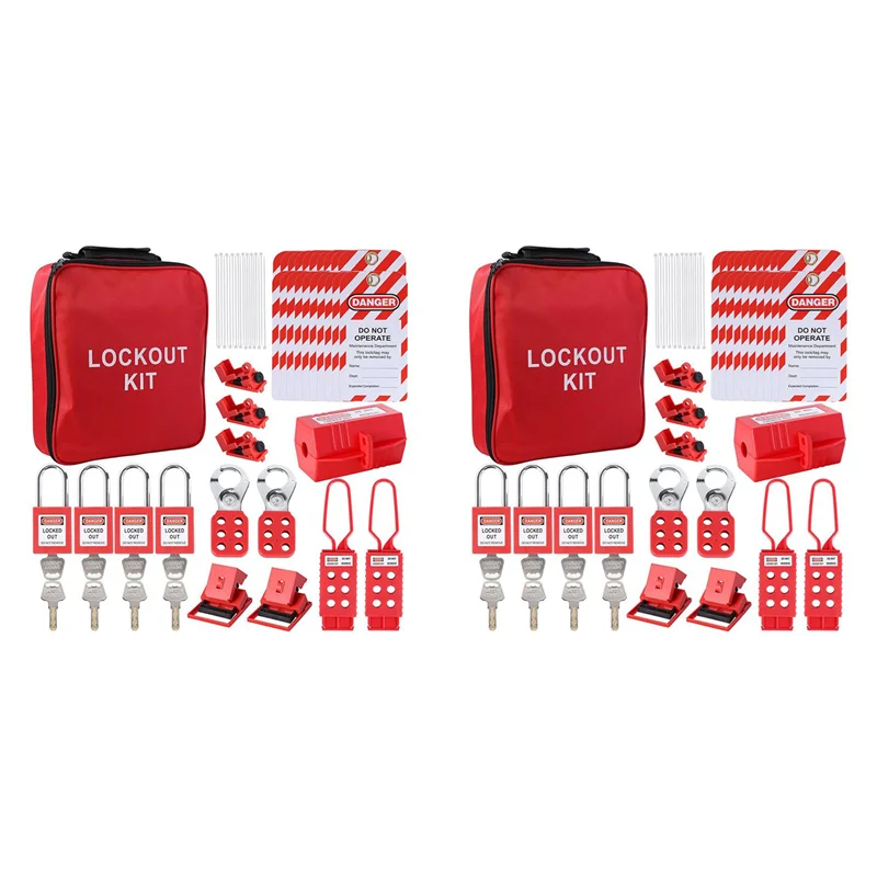 

A99E-2X Lockout Tagout Kit, Electrical Loto-Kit With Circuit Breaker Lockout, Lockout Hasps, Lock Out Tags Multi-Pole Breaker