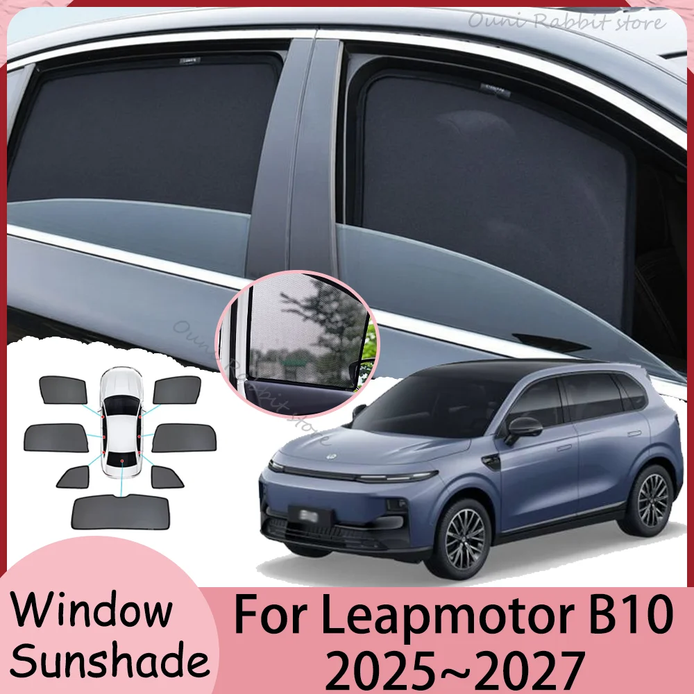 For Leapmotor B10 2025~2027 2026 Car Magnetic Mesh Privacy Sunshade Side Window Sun Shade Mosquito Net Protection Accessories