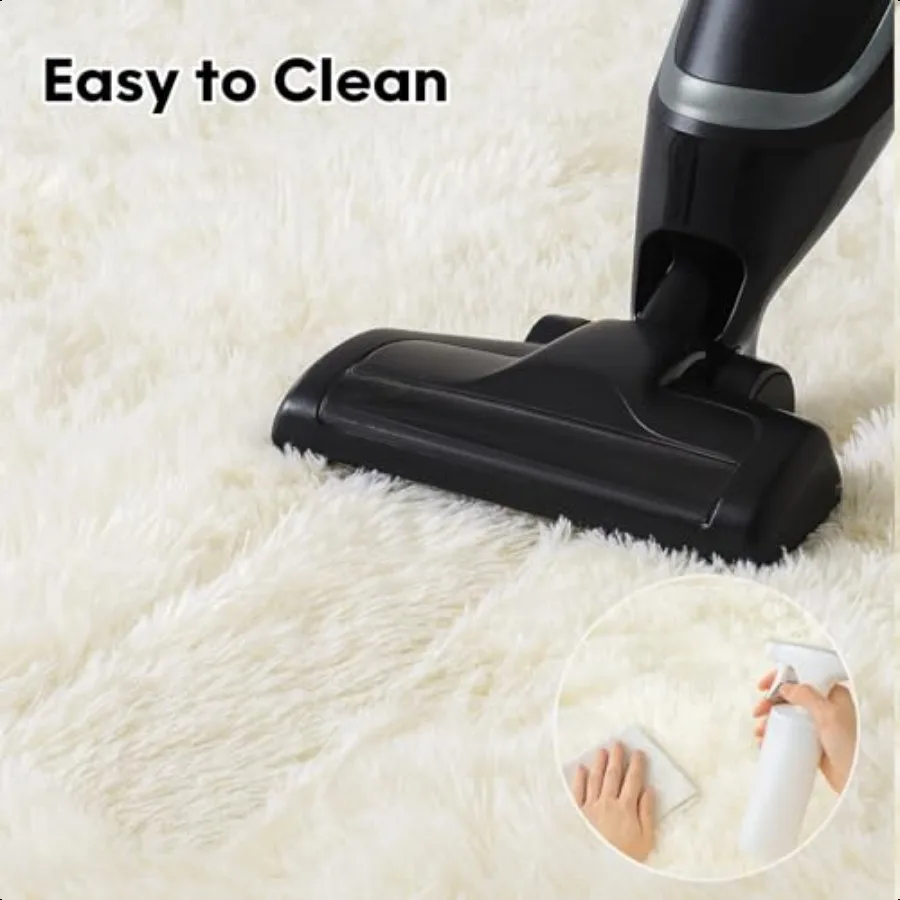 8x10 Area Rugs Living Room Cream White Large Plush Fluffy Bedroom Carpet NonSlip Upgraded Indoor Thick Soft Rug Modern Plush Ca