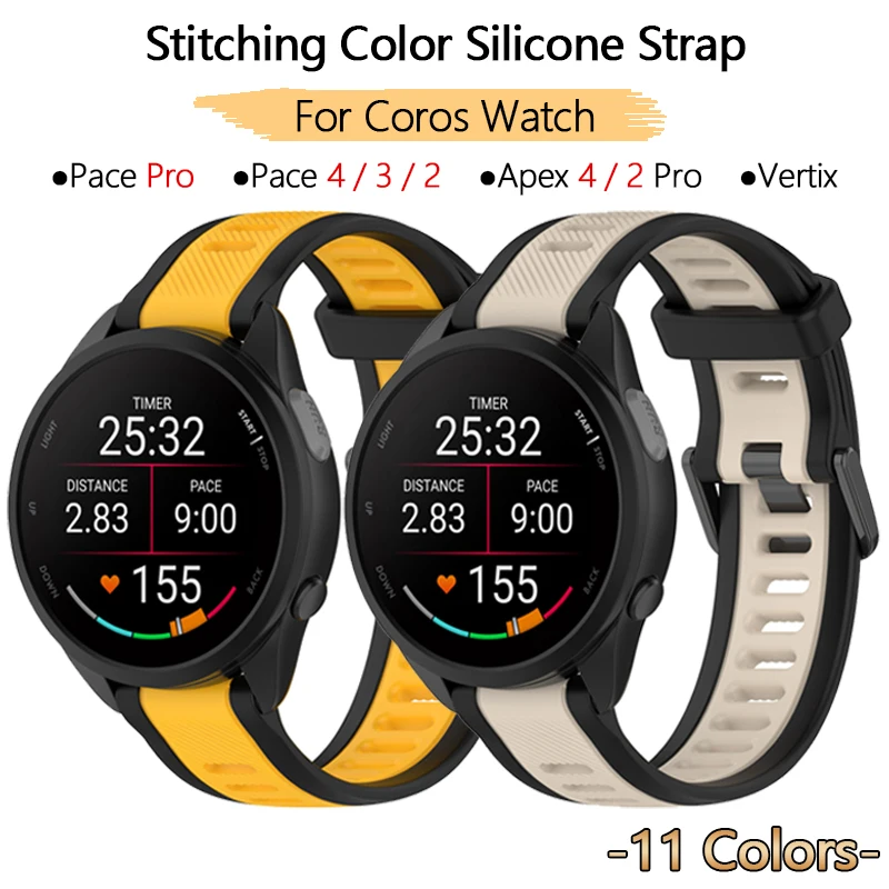 Liquid Silicone Watch Strap For Coros Pace 4 3 Apex 4 2 Pro Vertix Smart Watch Ultra Light Stitching Color Release Wristband