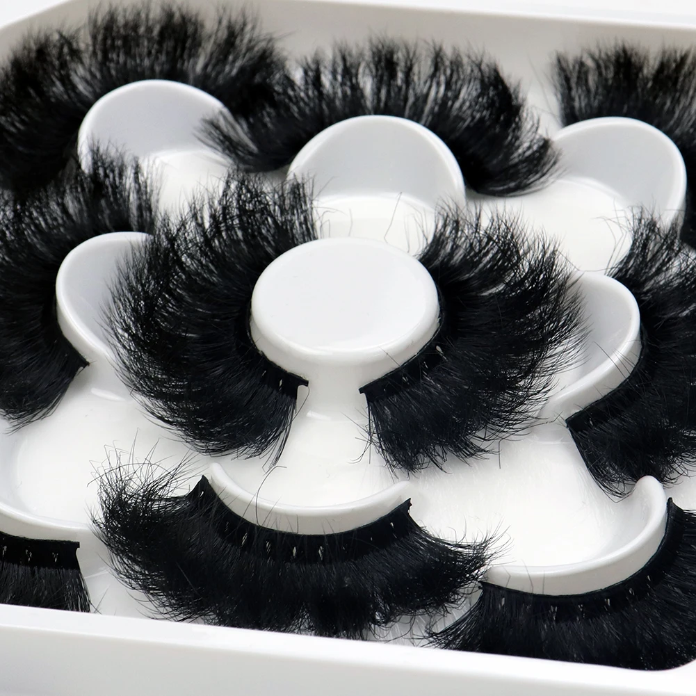 Korea 5 Paare 25mm Nerz Wimpern einzelne natürliche flauschige falsche Wimpern dichte Verlängerung Nerz Wimpern Großhandel Make-up Toole – Detail 13