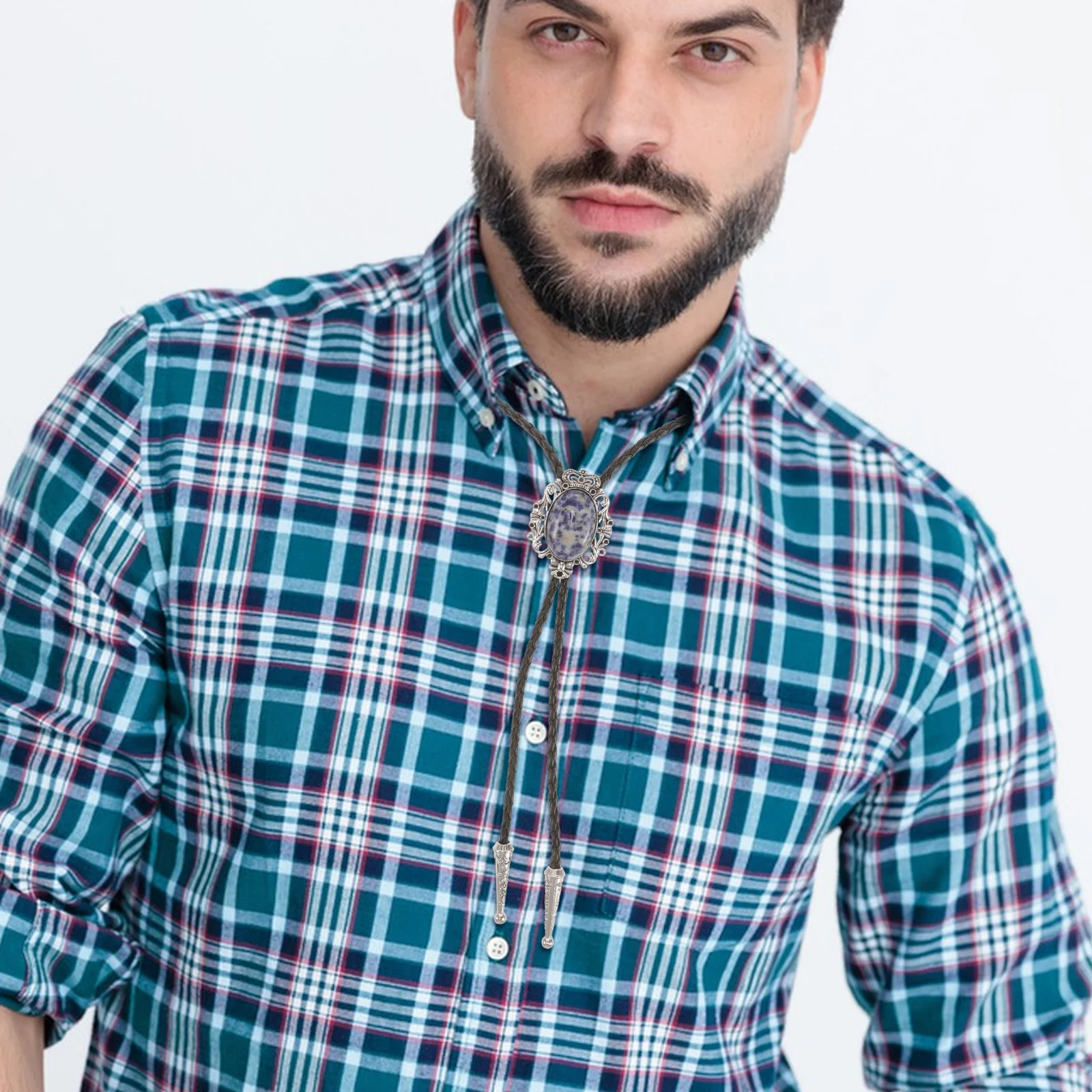 グリーンターコイズボロタイ男性用ウエスタンヴィンテージカウボーイネクタイ Pu コードユニセックスメンズボロタイウエスタン男性