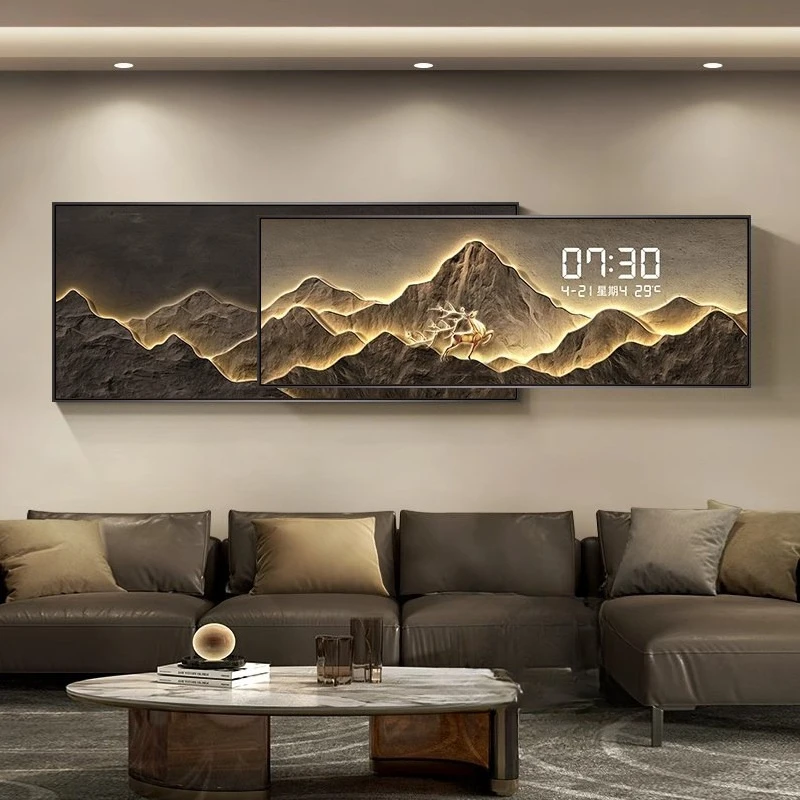 Large Hall Decorative Paintings Luxury Modern Electronic LED Wall Clock Digital Designer Tableau Décoration Mural Home Furniture