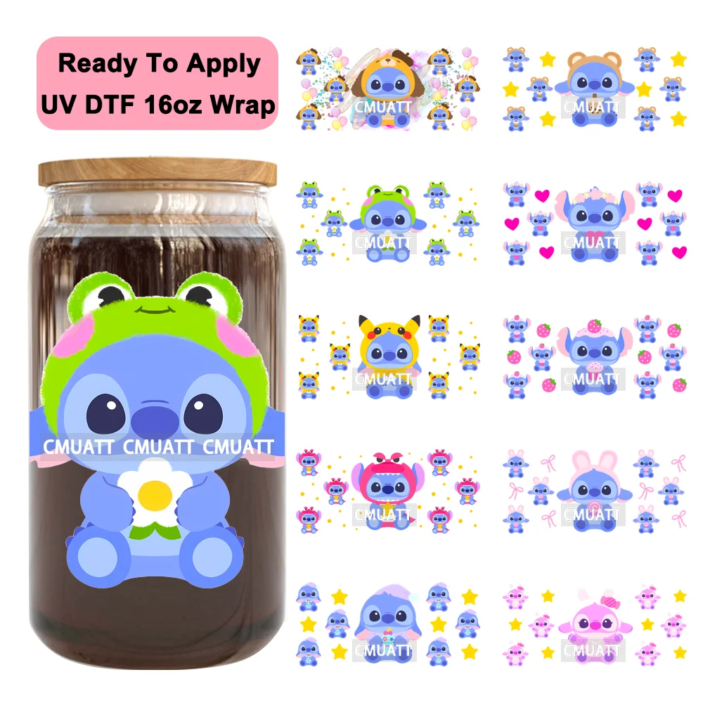 

УФ-наклейки DTF с мультяшными персонажами для декорирования, готовые к нанесению, высокое качество, для стаканов Libbey 16 унций