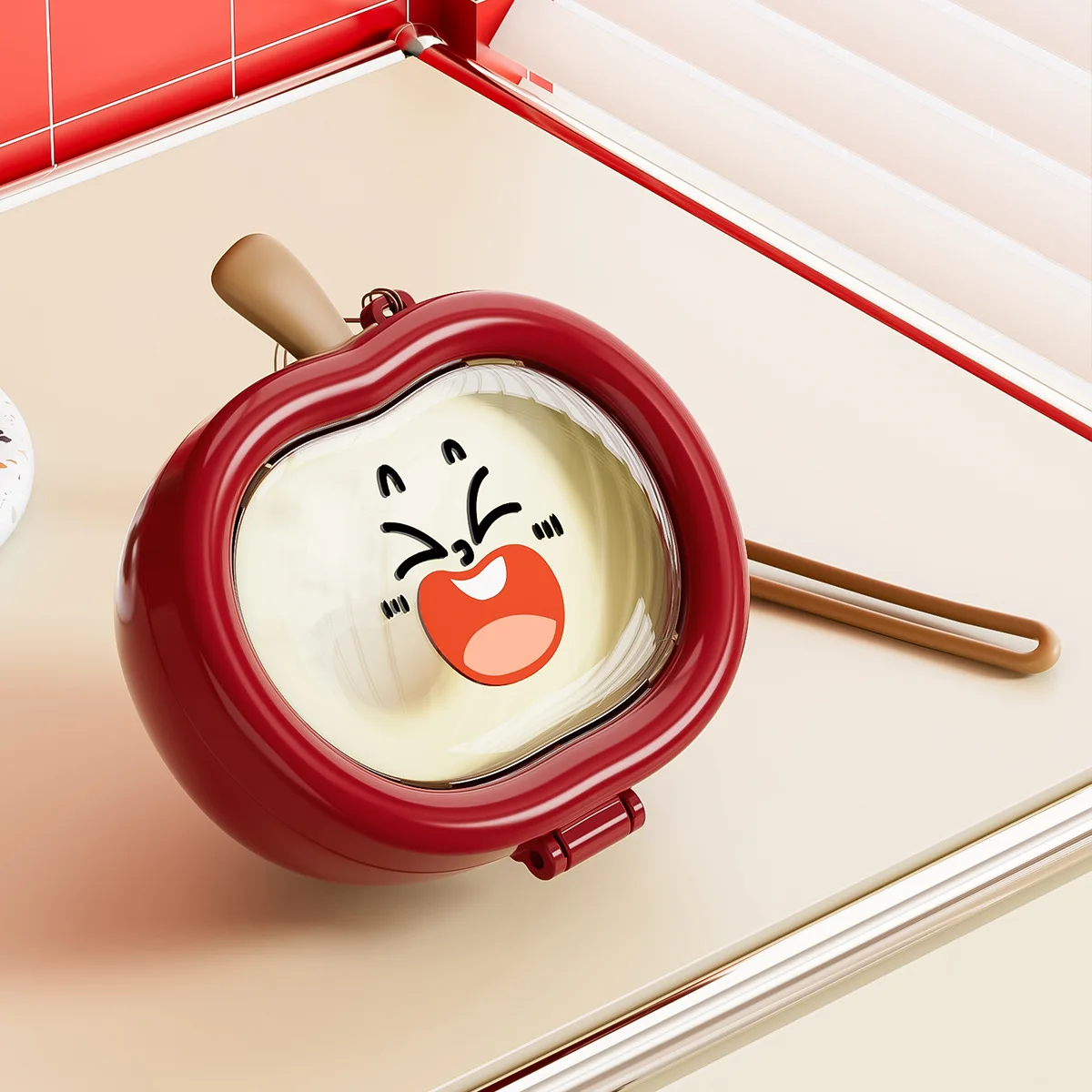Cute cartoon apple medicine box portable sealed portable medicine packing box creative desktop jewelry stud earrings storage box