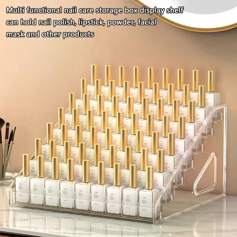 Acrylic Transparent For Manicure Salon Multi-Layer Nail Polish Display Stand Lipstick Storage Box Nail Salon Cosmetic Tabletop