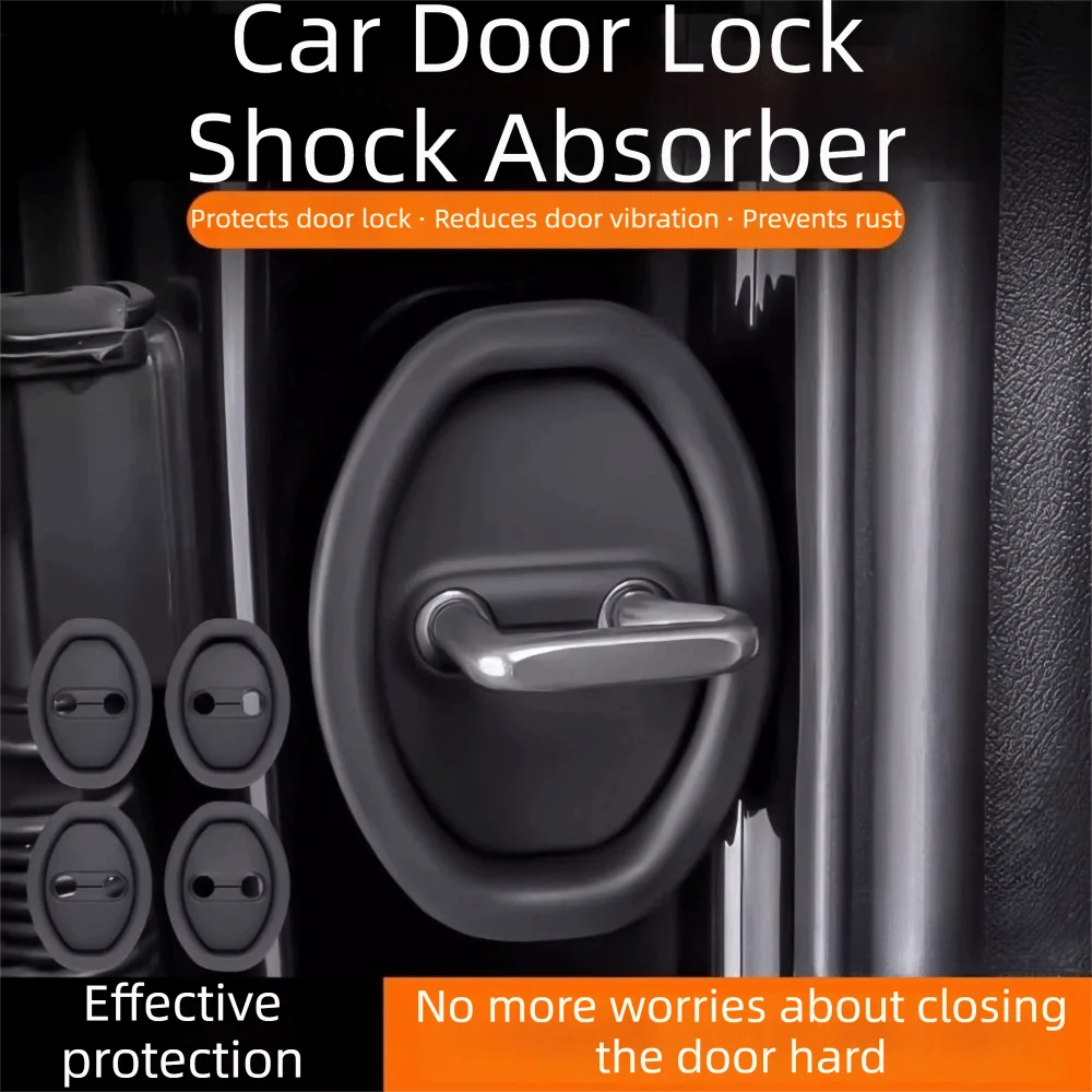 

4Pcs Shock Absorbing Silicone Door Lock Protective Cover Universal Fit Anti-Collision Car Door Lock Pad Rust-Proof Easy Install