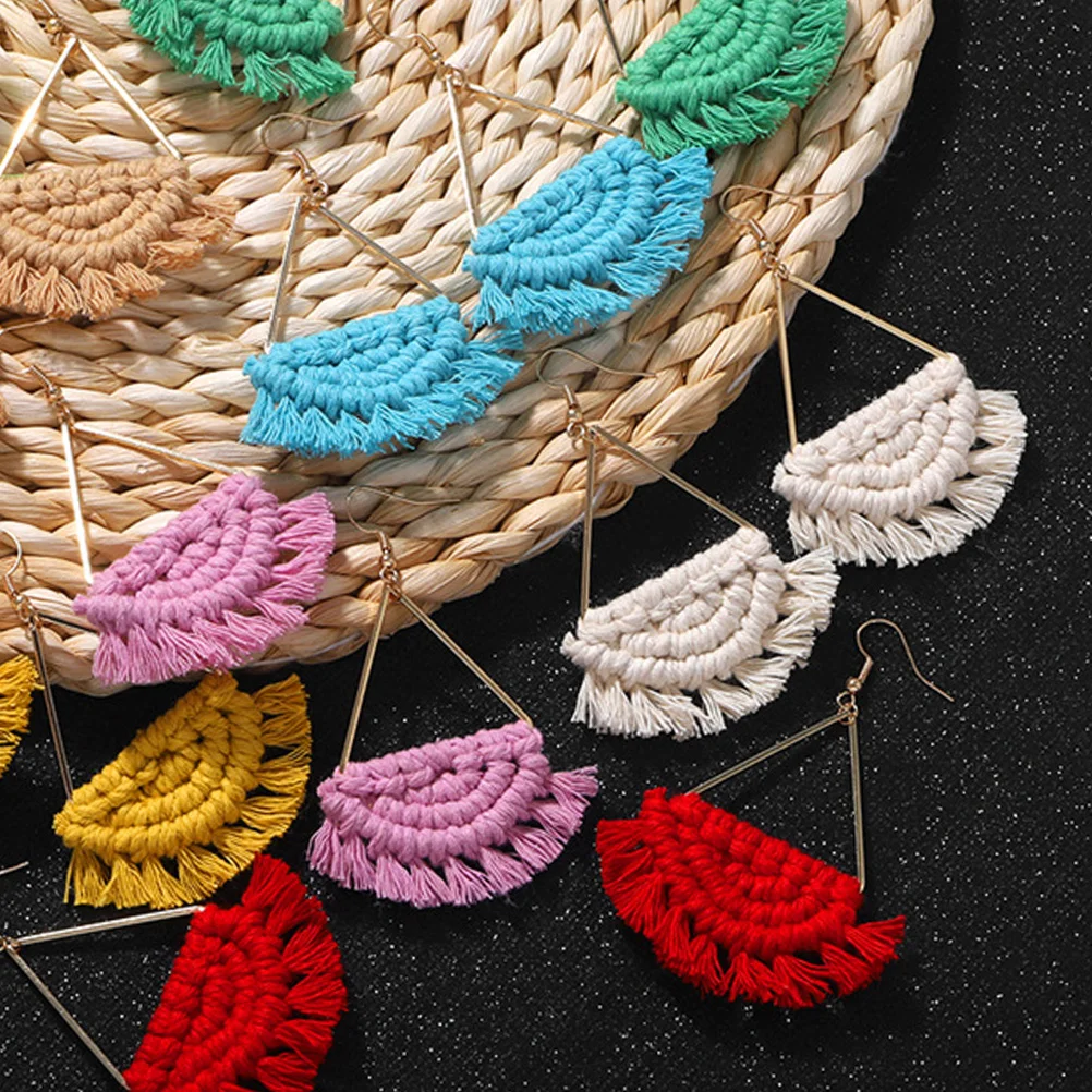 

Scalloped Earrings Accessories Fashion Chic Woven Decorative Bohemian Style Jewelries Female Beach Vacation Trendy