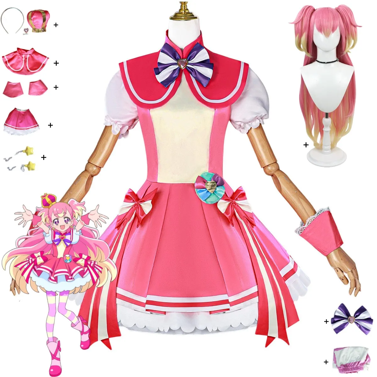 

Anime Pretty Cure Inukai Komugi Cosplay Costume Pink Princess Dress Lolita Skirt 2025 Woman Sexy Cute Birthday Party Suit