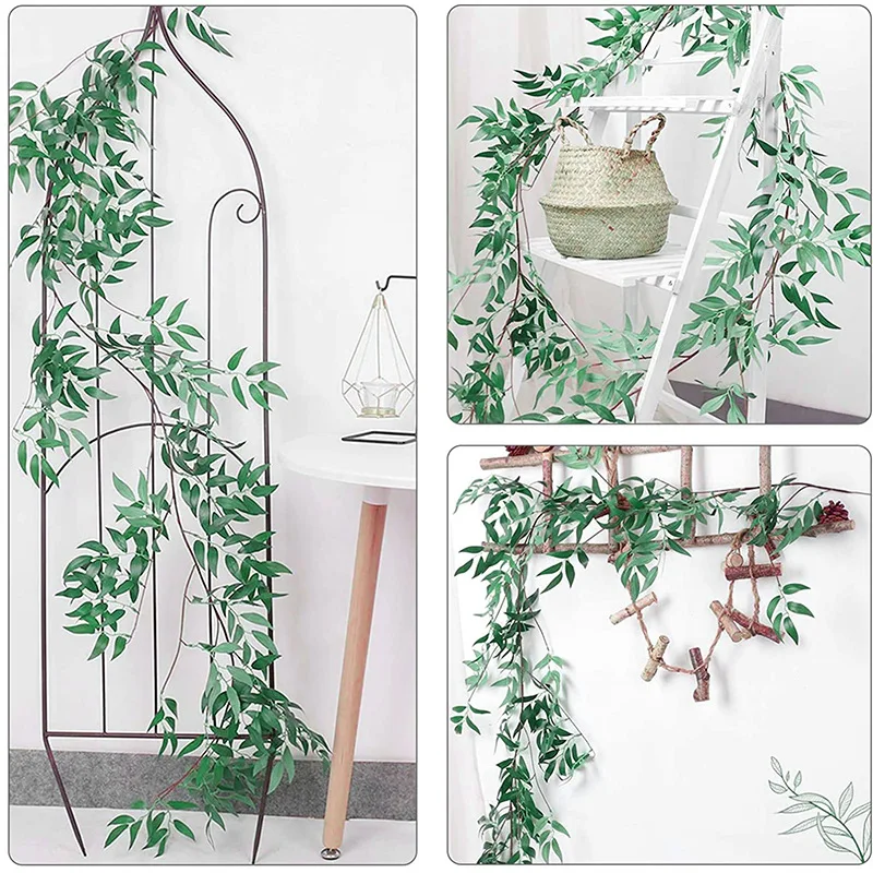 5.7FT Artificial Willow Leaf Rattan Simulation Branch Willow Plant Green Leaf Wedding Home Outdoor Wedding Party Decora Garland