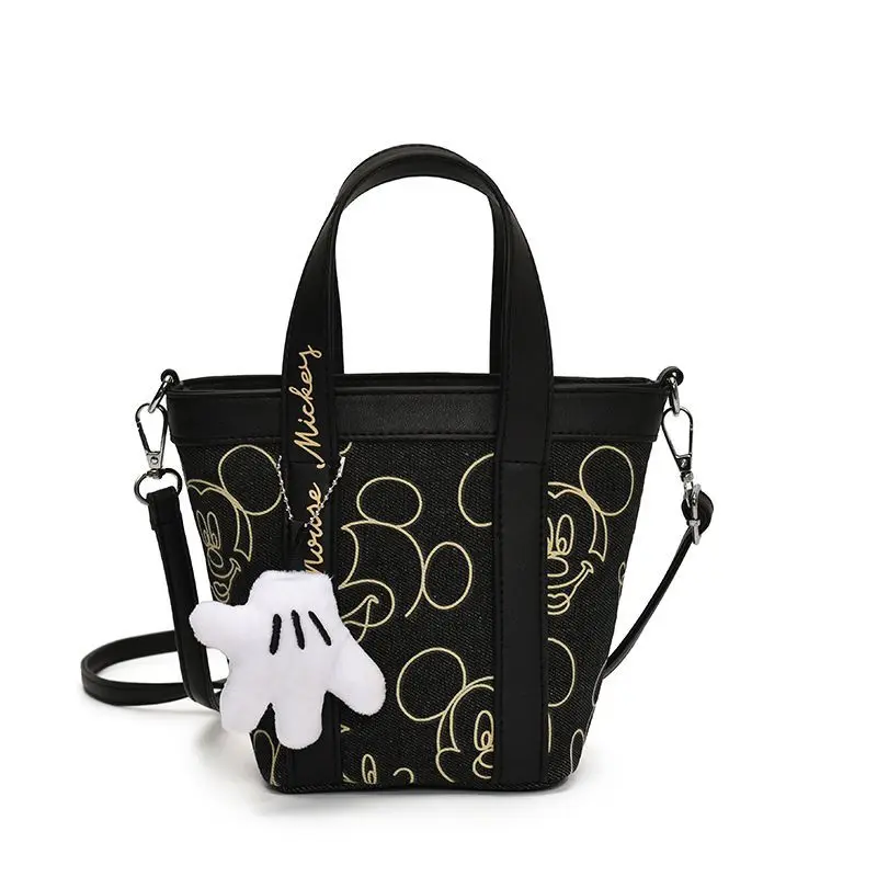 

Disney Mickey Mouse Bucket Bag for Woman Girl Kawaii Cartoon Shoulder Bag PU Leather Light Luxury Designer Purse and Handbag