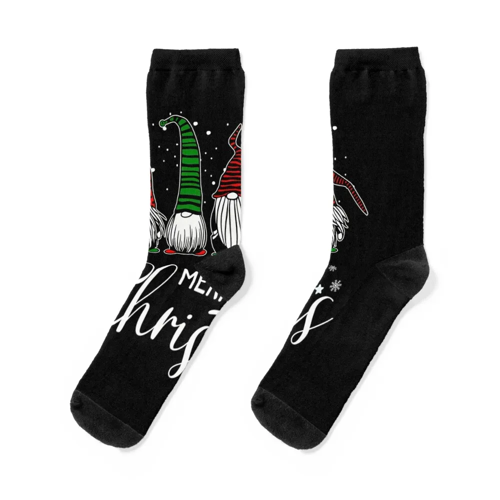 

Cute Xmas Gn.omes In Plaid Hats Merry Christmas Gift Fabulous Gnome Graphic Socks hiking FASHION Ladies Socks Men's
