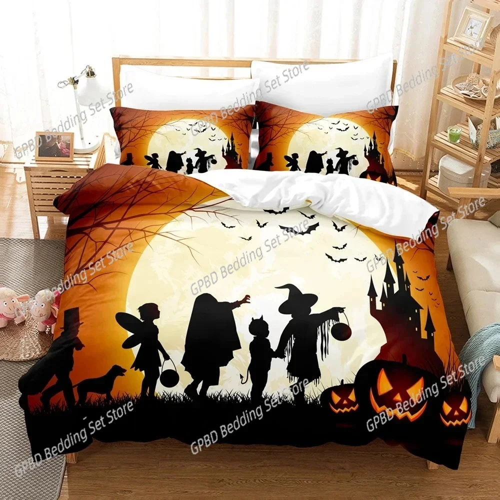 All Saints Day Halloween Bedding Set,Duvet Cover Comforter Bed Set Quilt Cover Pillowcase,King Queen Twin Size Boys Girls Adults