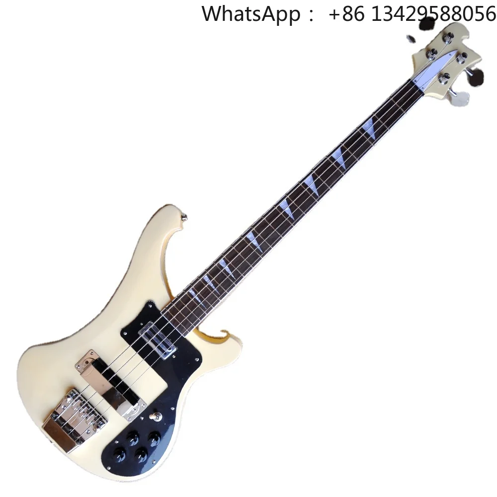 Flyoung Milk White 4 Strings Electric Bass Guitar Factory Bass Chrome Hardwares