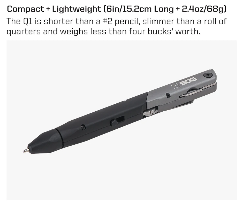 SOG Baton Q1 4-in-1 Multitool-Stift EDC Taschenwerkzeug mit Schere, Schraubendreher und Flaschenöffner für Angeln, Camping, Wandern und Outdoor-Ausrüstung – Detail 10