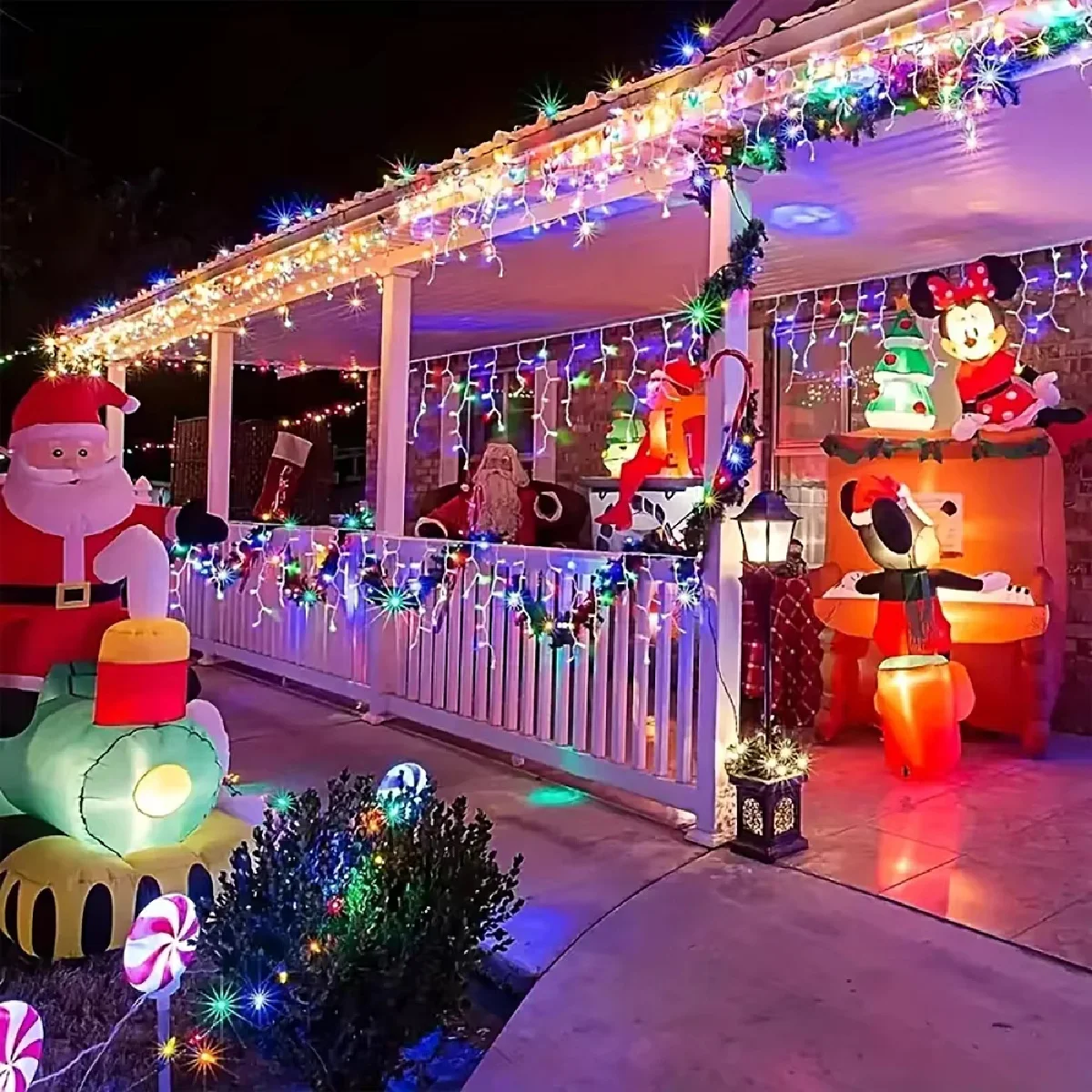 Solar Powered Icicle Christmas Lights 96/162 LED 8 Lighting Modes IP65 Waterproof for Garden Patio Wedding Party Gazebo Decor