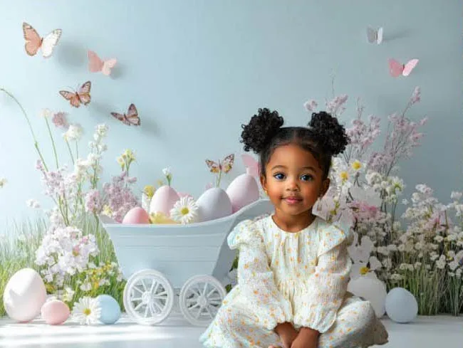 Mehofond Photography Background Spring Easter Floral Butterfly Eggs Kid Birthday Cake Smash Portrait Decor Backdrop Photo Studio