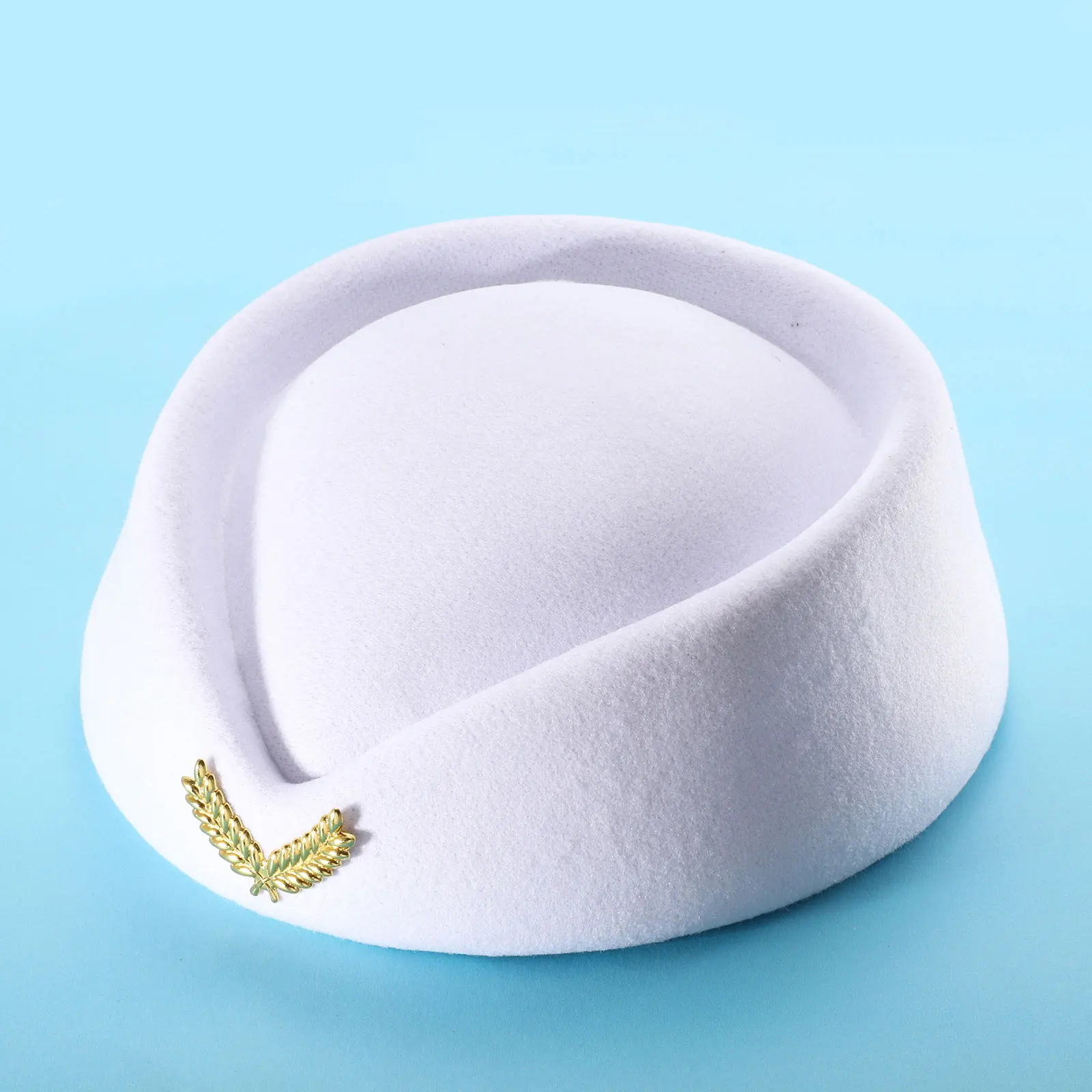 Stewardess Hat Beret Air Hostesses Hat Formal Uniform Hat Military Cap Wool Felt Air Hostesses Beret Halloween Cosplay Party Hat