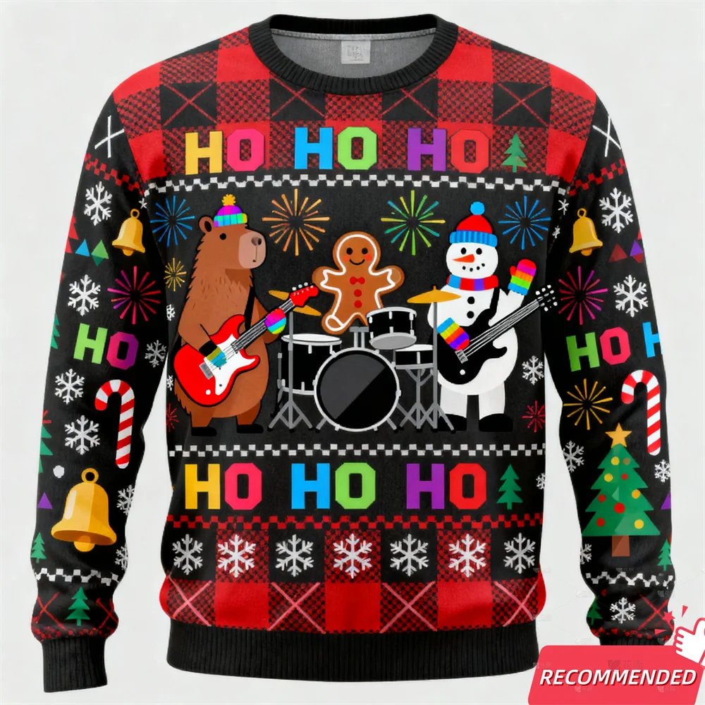 

2025 New Funny Snowman Kawaii Capybara Band 3D Printed Ugly Xmas Sweater Merry Christmas Sweatshirts Unisex Pullovers Tracksuits