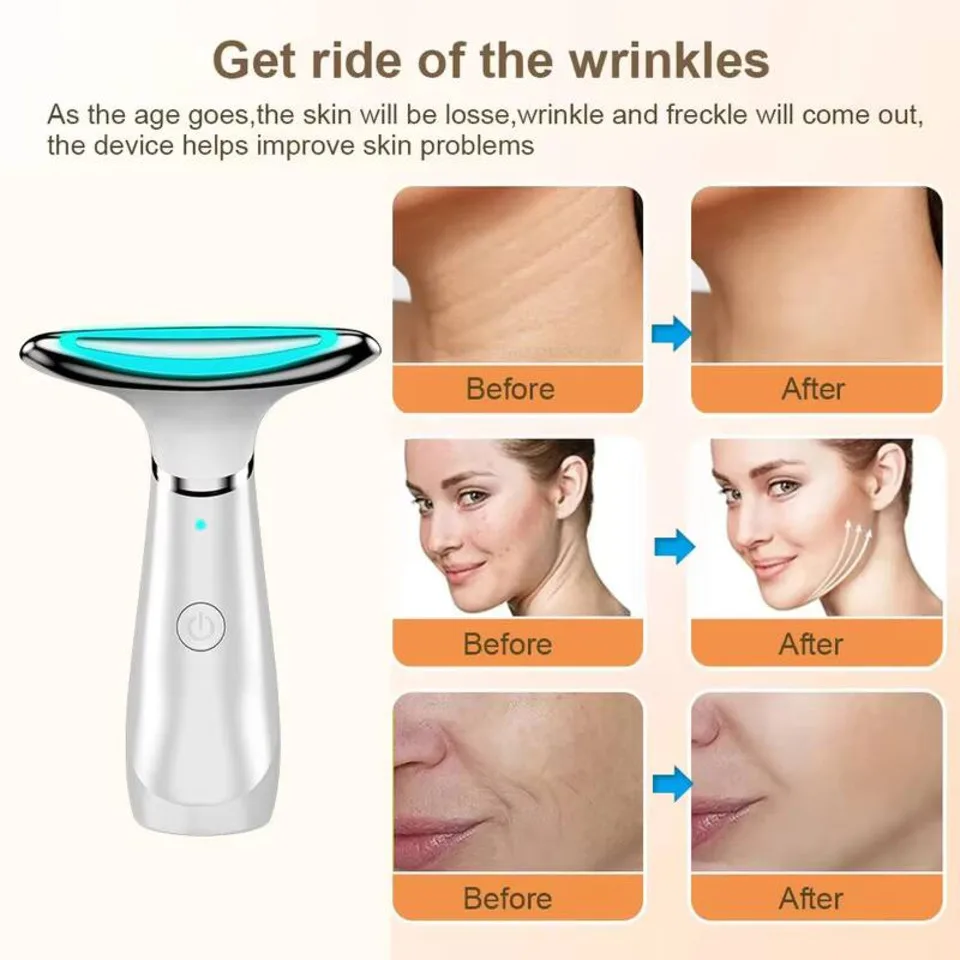 مدلك الرقبة Led العلاج الجمال تقليل خطوط الرقبة تشديد إزالة الوجه التجاعيد ثابت رفع الوجه الاسترخاء أداة