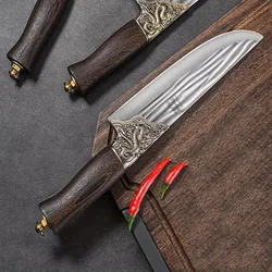 1PCS Stainless Steel Sharp Meat Cleaver, Commercial Butcher's Boning Knife with Tail Ring，High Hardness Chef Knife