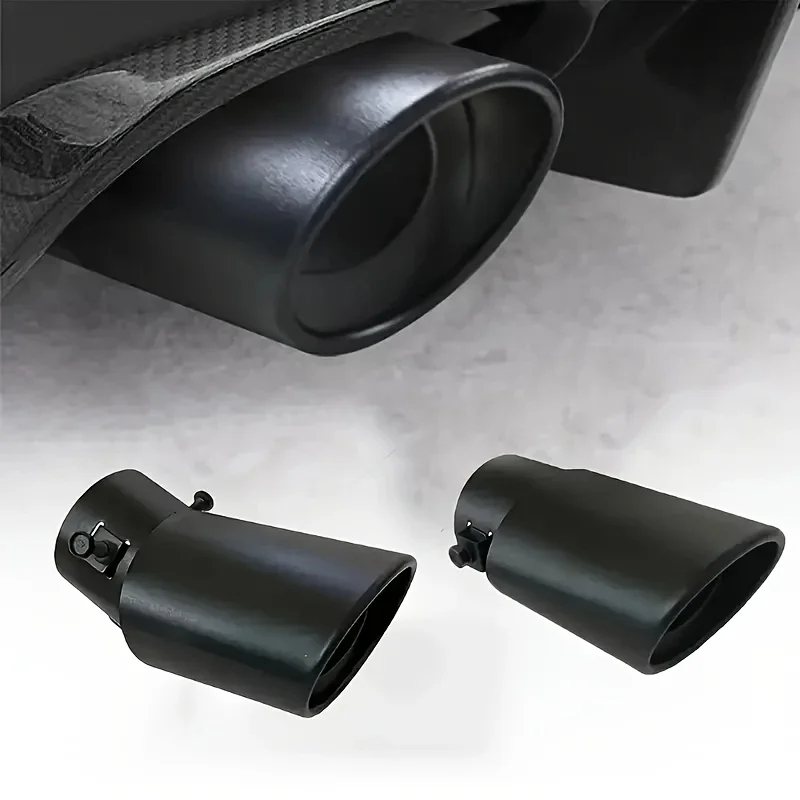 [Chrome Tail Pipe] Stainless Steel Chrome Plated 1pc 2.5-Inch Interface Car Exhaust Black Tail Pipe Tip Tube |