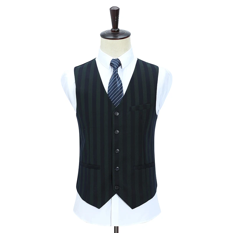 2024Men\'s fine high-end large size suit (suit + vest + trousers) Fashion business casual handsome stylish casual three-piece set
