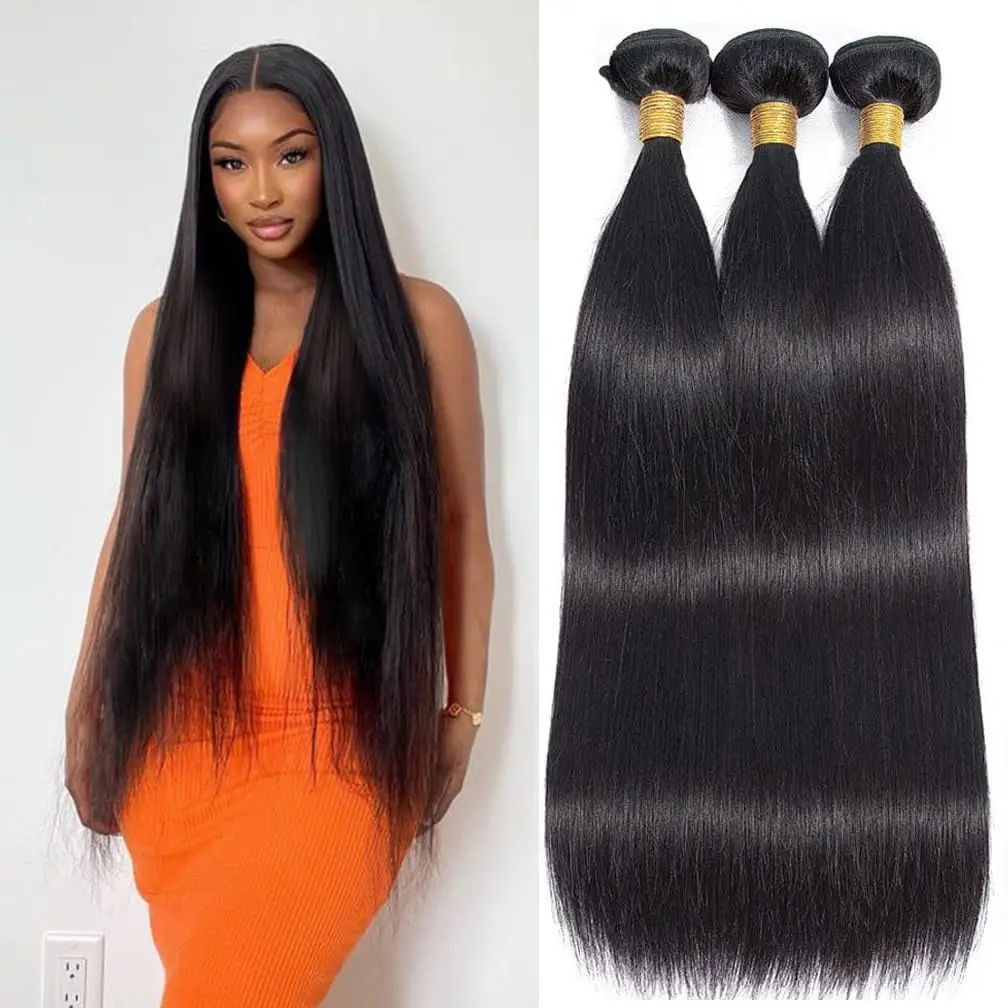 10A Human Hair Bundles 16 18 20 Inch Straight Bundles Human Hair 100% Unprocessed Brazilian Virgin Weave 2/3/4 Bundles