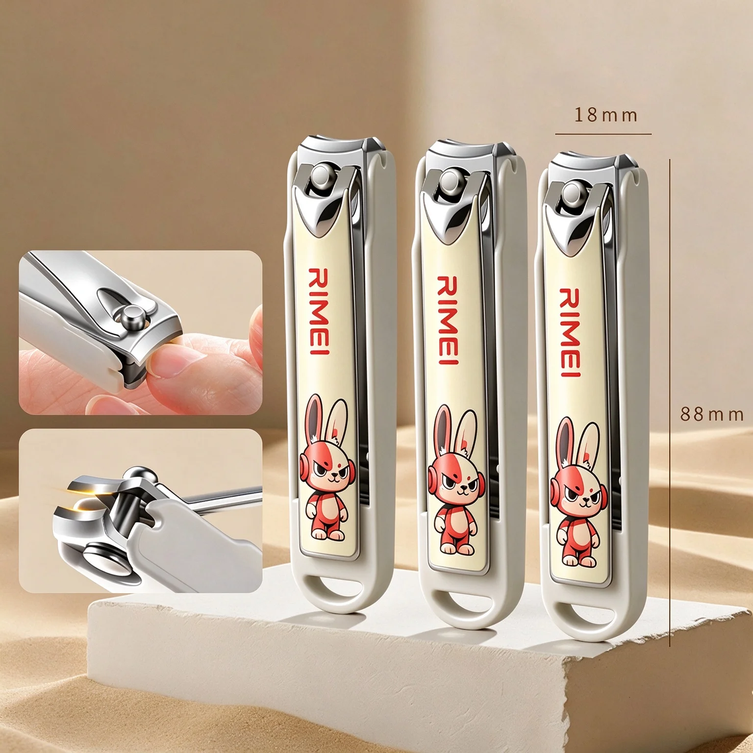Cartoon Nail Clippers Anti‑splashing Stainless Steel Fingernail Cutter Portable Manicure Trimmer Household Nail Care Beauty Tool