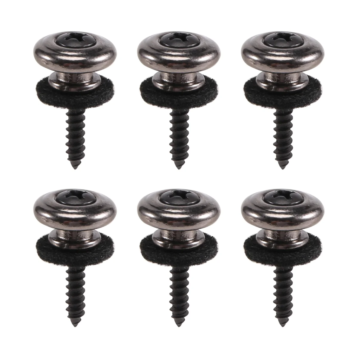 6 Pieces Mushrooms Head Guitar Strap Buttons Strap Locks Chrome (Black) HOT