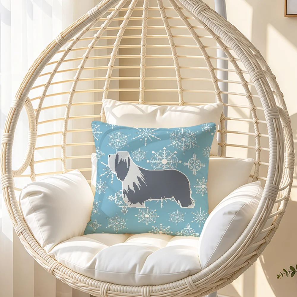 Winter Snow Dog Cute Italian Greyhound Cushion Cover Soft Pillowcase Double Sided Sofa Home Living Room Decor Bed Hogar Gift