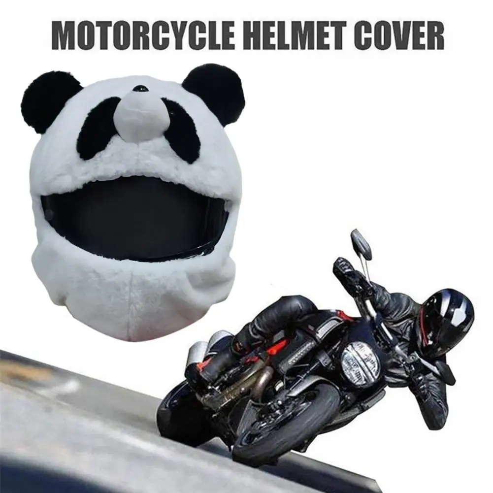 Motorcycle Helmet Cover Full Face Decorative Head Cover Ultra-Thick Easy to Install Animal Plush Motorbike Helmet Cover Decorati