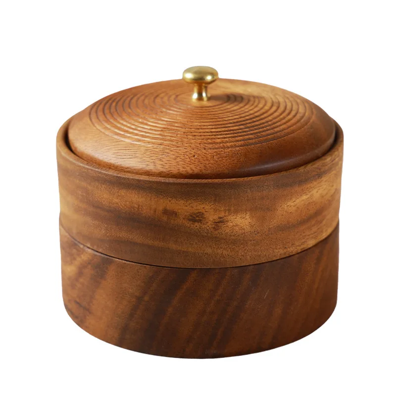 Walnut Double-layer Dried Fruit Tray with Wooden Lid Home Candy Acacia Storage Box Multi-layer Stackable