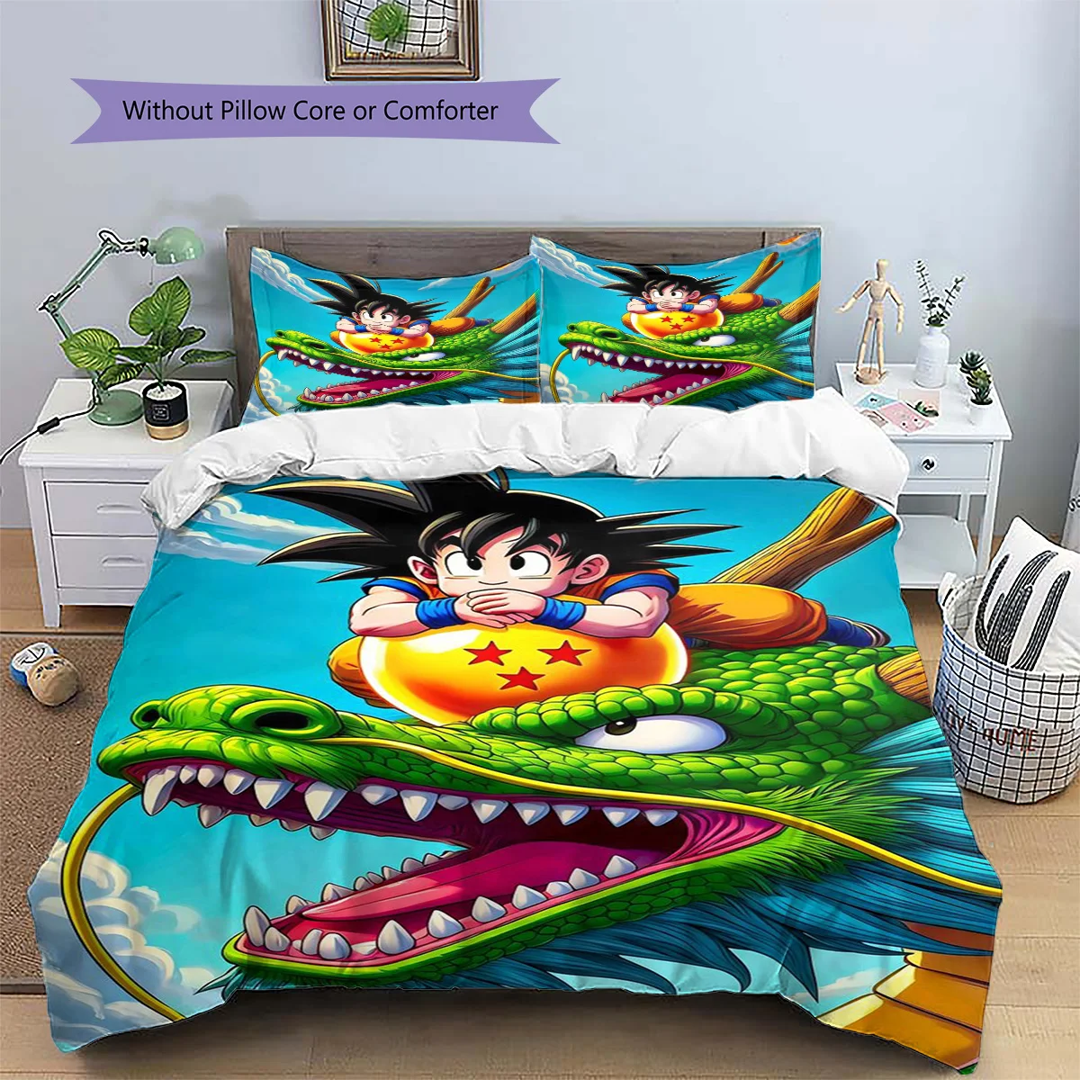 Goku Patterned Pillowcase & Duvet Cover Set Modern Decor Bedding for Bedroom Special Present for Fans.-TING