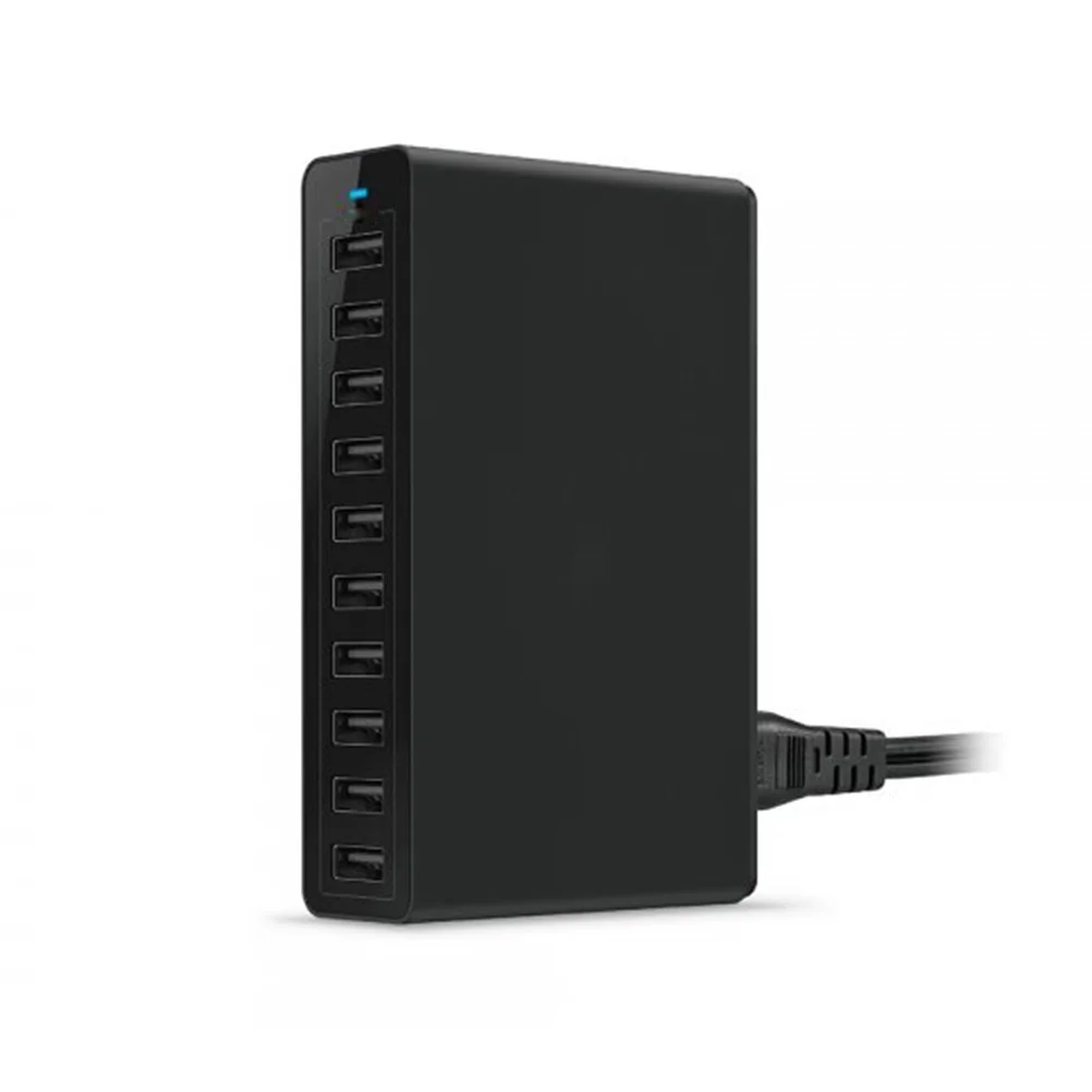 

10-портовая станция быстрой зарядки, USB-концентратор для зарядки нескольких устройств, настенный органайзер для домашнего использования в путешествиях, черный