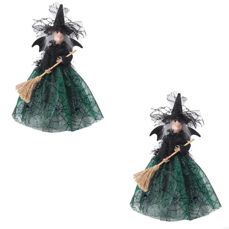 Halloween Witch Tree Toppers Decorations Witches Doll with Spiders Web Dress 6XDA